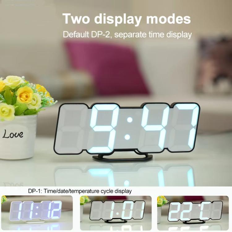 RGB Color Changing 3D Digital Clock With Voice Control, Adjustable Brightness, Temperature Display & Remote, Spec: Ordinary Black - free shipping - PMC TechLife - Order now!