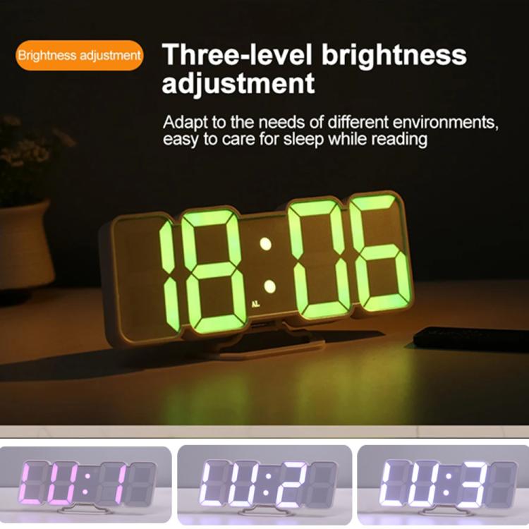 RGB Color Changing 3D Digital Clock With Voice Control, Adjustable Brightness, Temperature Display & Remote, Spec: Ordinary White - free shipping - PMC TechLife - Order now!