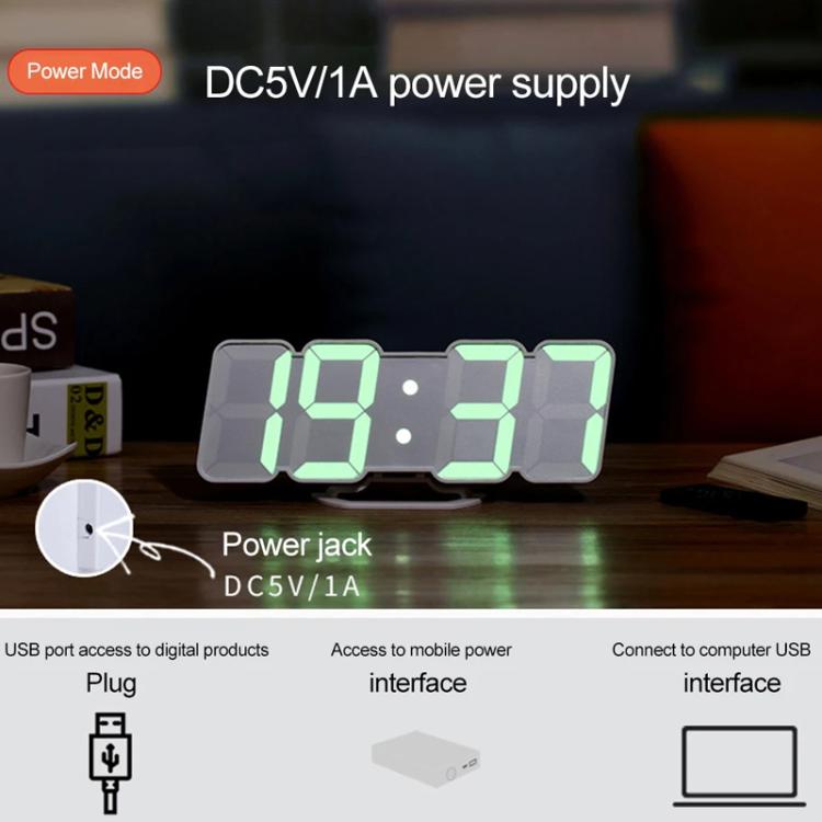 RGB Color Changing 3D Digital Clock With Voice Control, Adjustable Brightness, Temperature Display & Remote, Spec: Ordinary White - free shipping - PMC TechLife - Order now!