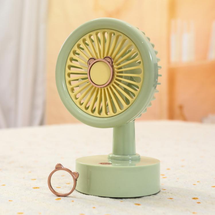 Student USB Small Desktop Fan Replaceable Animal Ears Multi-Speed Lithium Battery Mute Fan, Color: Green Bear - free shipping - PMc TechLife - Order now!