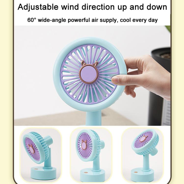 Student USB Small Desktop Fan Replaceable Animal Ears Multi-Speed Lithium Battery Mute Fan, Color: Beige Deer - free shipping - PMc TechLife - Order now!