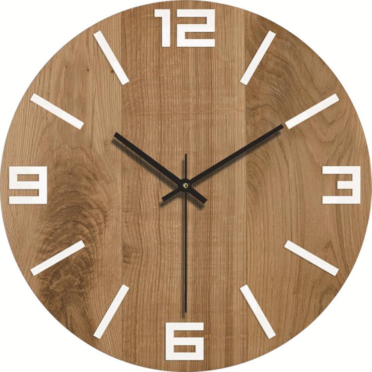 12-inch Imitation Wood Grain Texture Decorative Wall Clock Silent Quartz Clock Holiday Gift HR-CMW10 - free shipping - PMC TechLife - Order now!