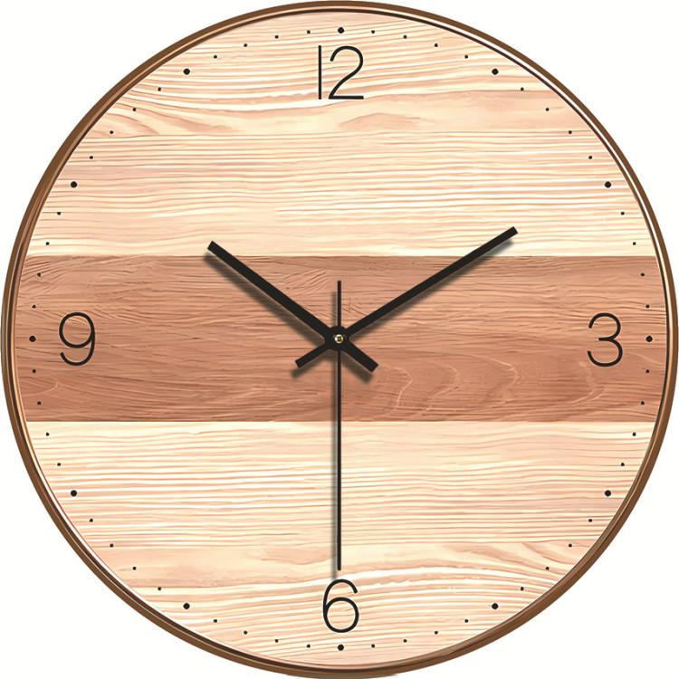 12-inch Imitation Wood Grain Texture Decorative Wall Clock Silent Quartz Clock Holiday Gift HR-CMW20 - free shipping - PMC TechLife - Order now!