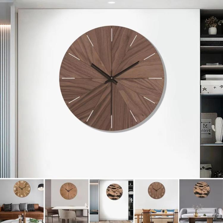 12-inch Imitation Wood Grain Texture Decorative Wall Clock Silent Quartz Clock Holiday Gift HR-CMW14 - free shipping - PMC TechLife - Order now!