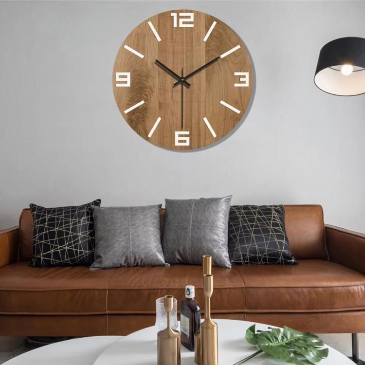 12-inch Imitation Wood Grain Texture Decorative Wall Clock Silent Quartz Clock Holiday Gift HR-CMW20 - free shipping - PMC TechLife - Order now!