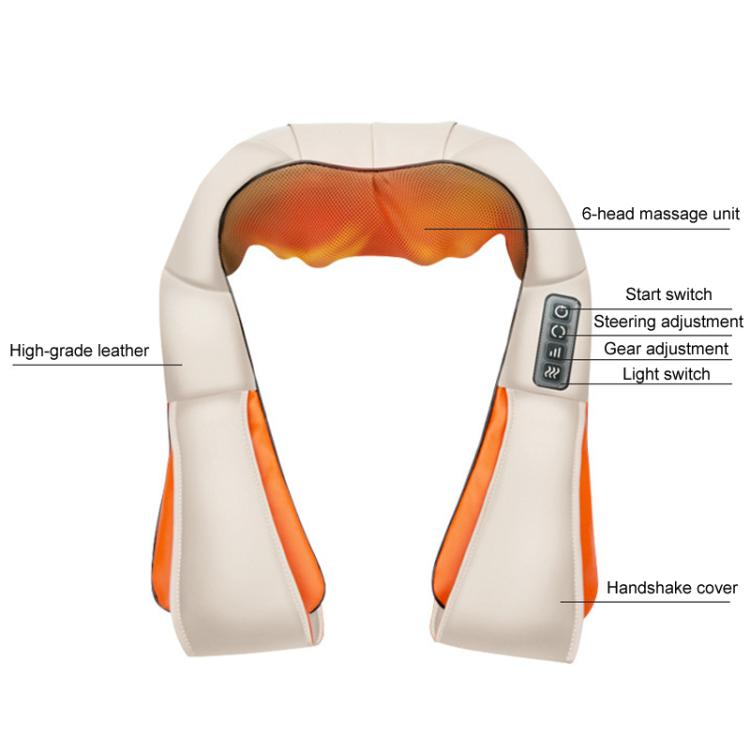 Car Household Massage Shawl Heated Shoulder And Cervical Massager UK Plug(Beige+Orange) - free shipping - PMC TechLife - Order now!