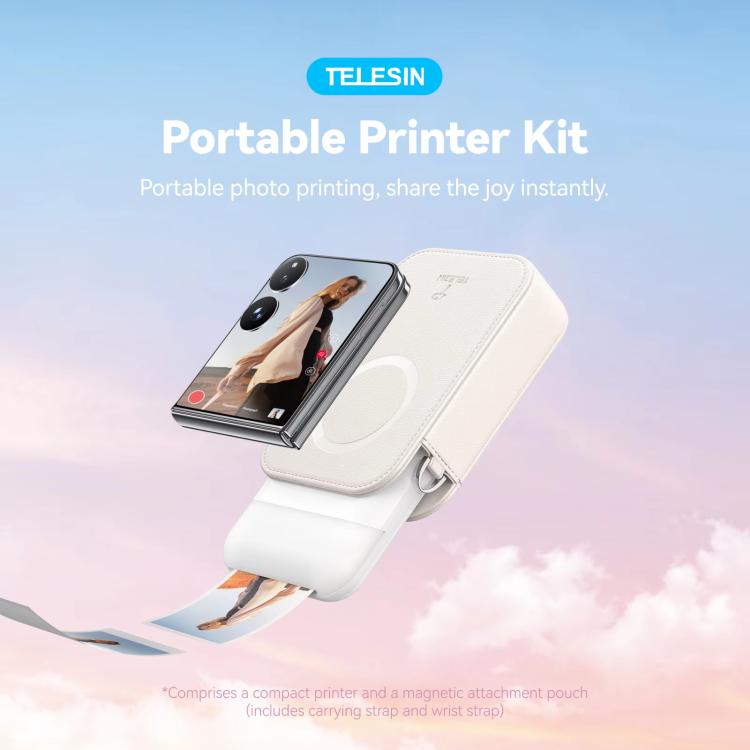 TELESIN Portable Instant Photo Printer With Magnetic Bag & Self-Adhesive Photo Paper For Travel & Memories(White) - free shipping - PMc TechLife - Order now!