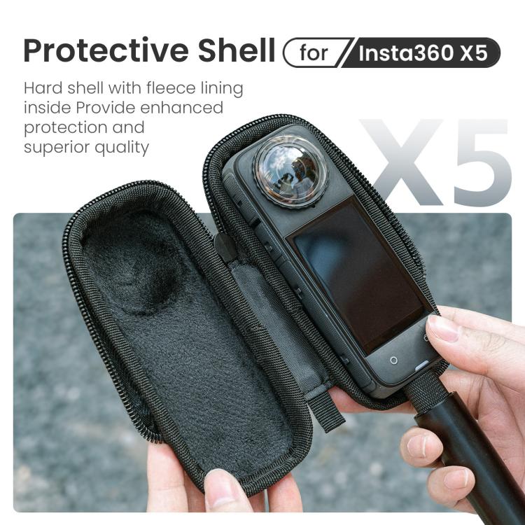For Insta360 X5 Camera aMagisn Storage Bag Hard Shell Protective Case with Carabiner Clip - free shipping - PMC TechLife - Order now!