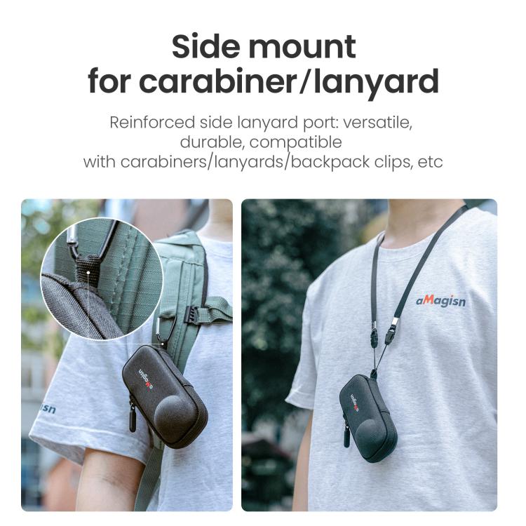 For Insta360 X5 Camera aMagisn Storage Bag Hard Shell Protective Case with Carabiner Clip - free shipping - PMC TechLife - Order now!