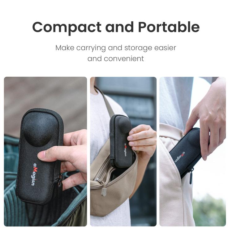 For Insta360 X5 Camera aMagisn Storage Bag Hard Shell Protective Case with Carabiner Clip - free shipping - PMC TechLife - Order now!
