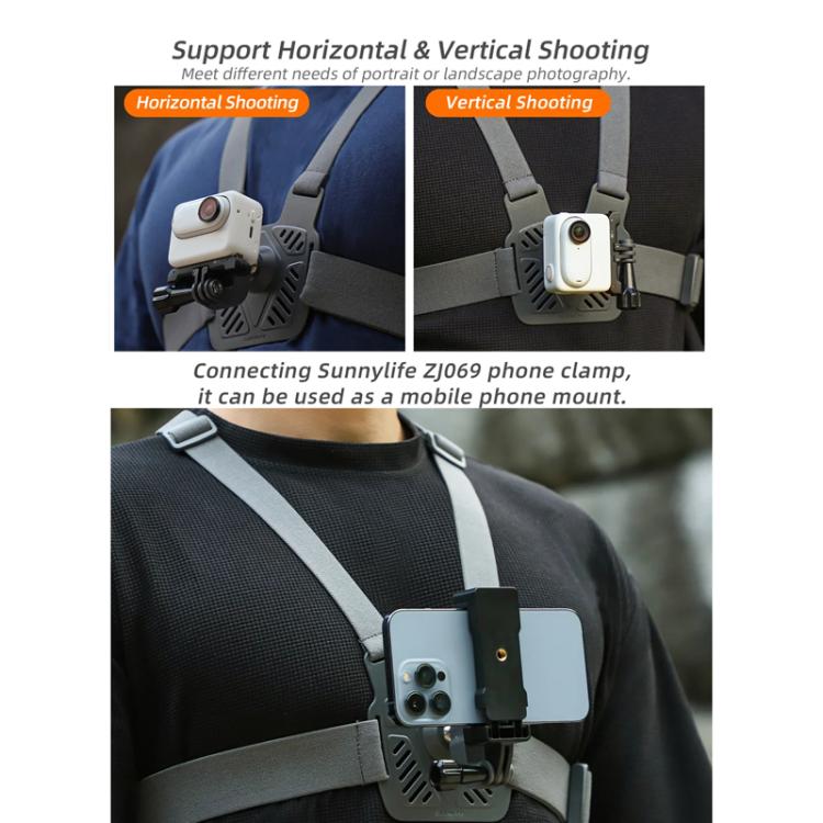 Sunnylife XD742 360 Degree Universal Sports Camera Chest Strap Mount(Gray) - free shipping - PMC TechLife - Order now!