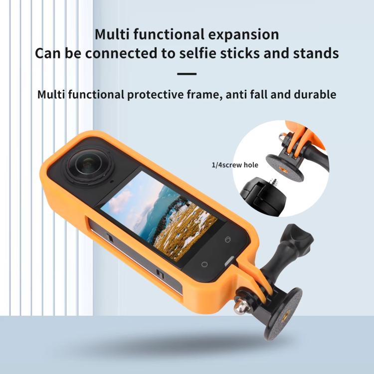 For Insta360 X5 360 Camera CQT Expandable Protective Cage Shockproof Case Horizontal Orange - free shipping - PMC TechLife - Order now!