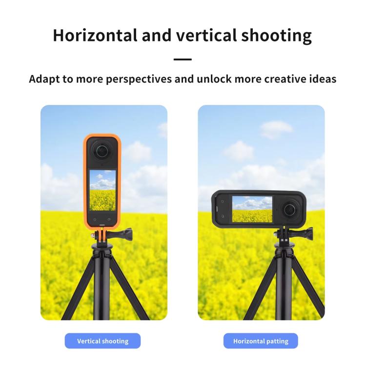 For Insta360 X5 360 Camera CQT Expandable Protective Cage Shockproof Case Horizontal Orange - free shipping - PMC TechLife - Order now!