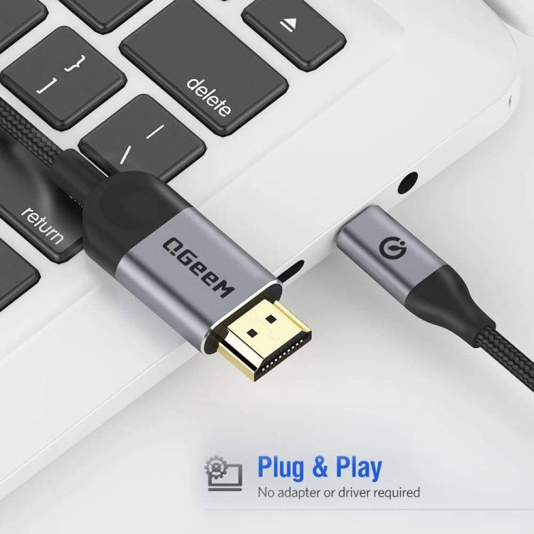 QGeeM USB-C/Type-C To HDMI Cable 4K 30Hz For Screen Mirroring & Extended Display, Cable Length: 3m - free shipping - PMC TechLife - Order now!