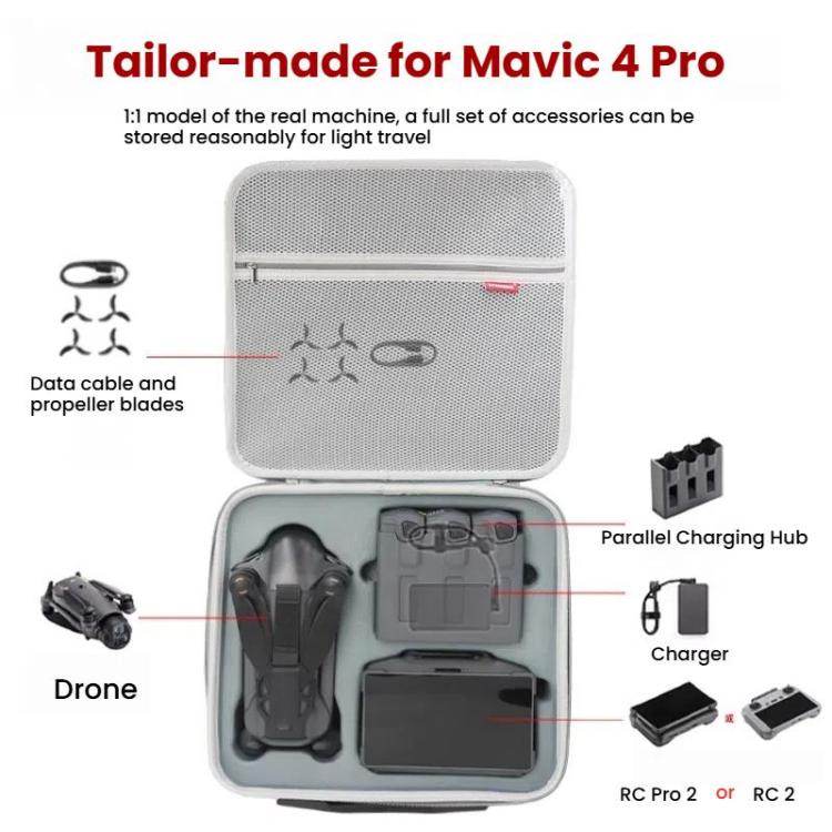 For DJI Mavic 4 Pro Fly More Combo / Creator Combo Carrying Case Durable PU Crossbody Shoulder Bag(Gray) - free shipping - PMC TechLife - Order now!