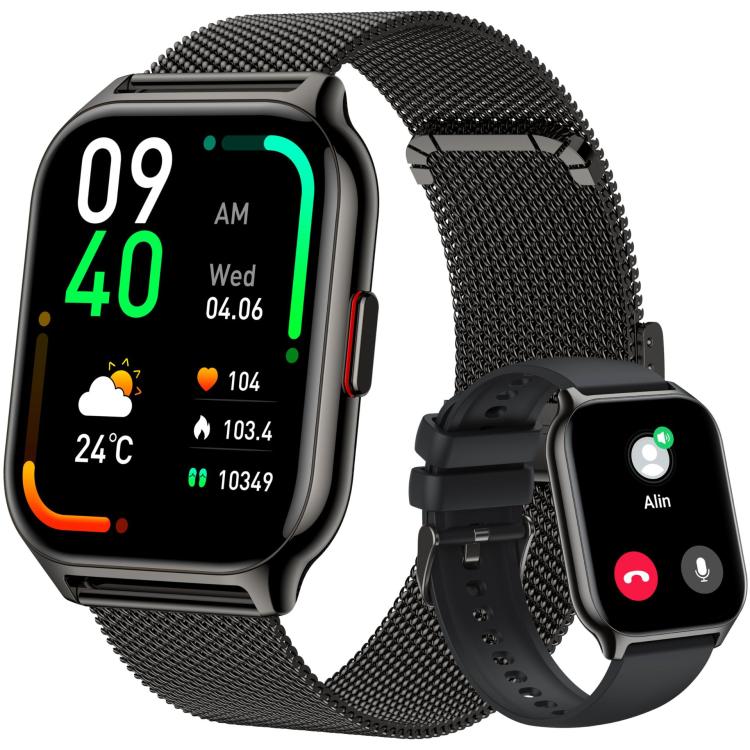 Blood Oxygen / Sleep / Heart Rate Wellness Tracking Smart Watch Square Sports Double Strap Watch(Black Steel+Silicone Black) - free shipping - PMC TechLife - Order now!
