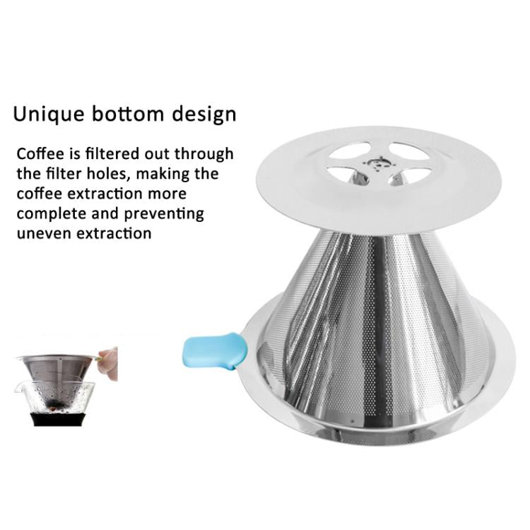 V60 Stainless Steel Coffee Filter with Base for Pour Over Brewing, Spec: 1-6 Cups 600-mesh - free shipping - PMC TechLife - Order now!