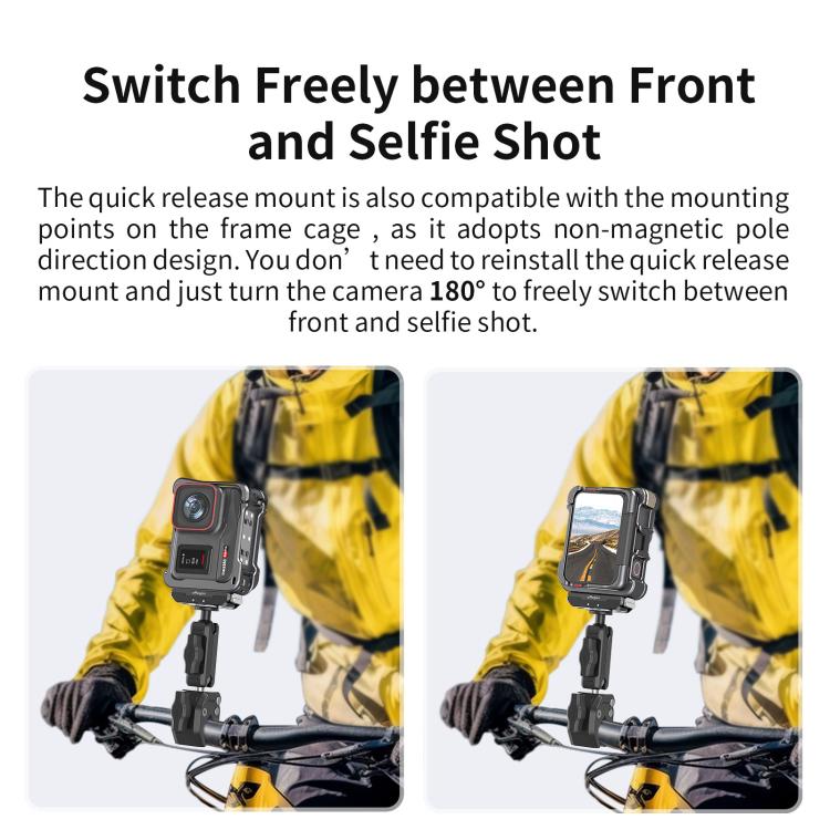 For Insta360 Ace Pro 2 / Ace Pro Camera AMagisn Quick Release Metal Cage Horizontal & Vertical Shooting Protective Frame(Charcoal Metallic) - free shipping - PMC TechLife - Order now!