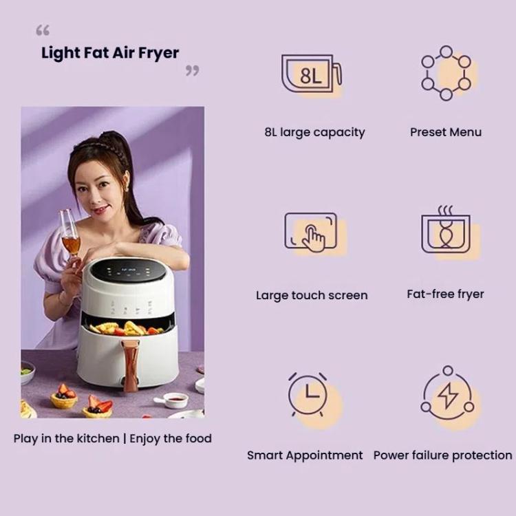 8L Air Fryer Household Multi-Function Large Capacity Oil-Free Electric Fryer, Color: White UK Plug - free shipping - PMC TechLife - Order now!