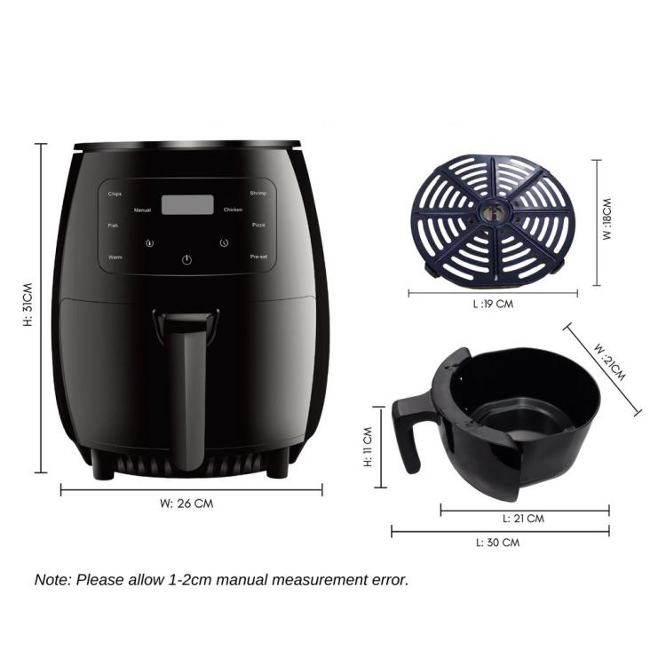 6L 1400W Air Fryer Household Large Capacity French Fry Maker Multifunctional Electric Fryer, Color: Black UK Plug - free shipping - PMC TechLife - Order now!