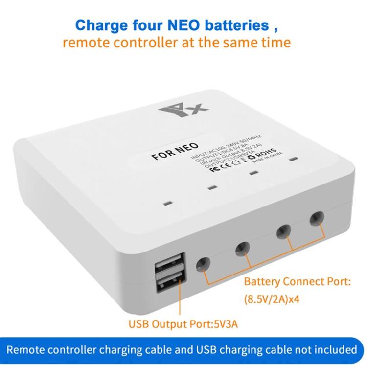 For DJI Neo Drone YX 4-port Battery Charger Charging Hub US Plug - free shipping - PMC TechLife - Order now!