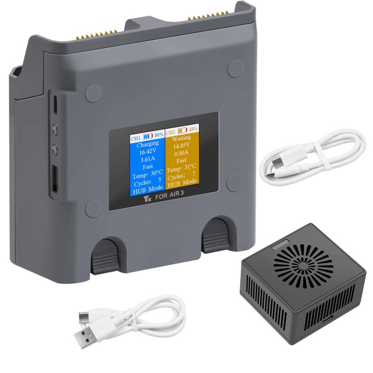 For DJI Air 3/Air 3S YX 2-Way Battery Charger Charging Butler With Color Screen Drone Accessories - free shipping - PMC TechLife - Order now!