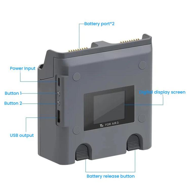 For DJI Air 3/Air 3S YX 2-Way Battery Charger Charging Butler With Color Screen Drone Accessories - free shipping - PMC TechLife - Order now!