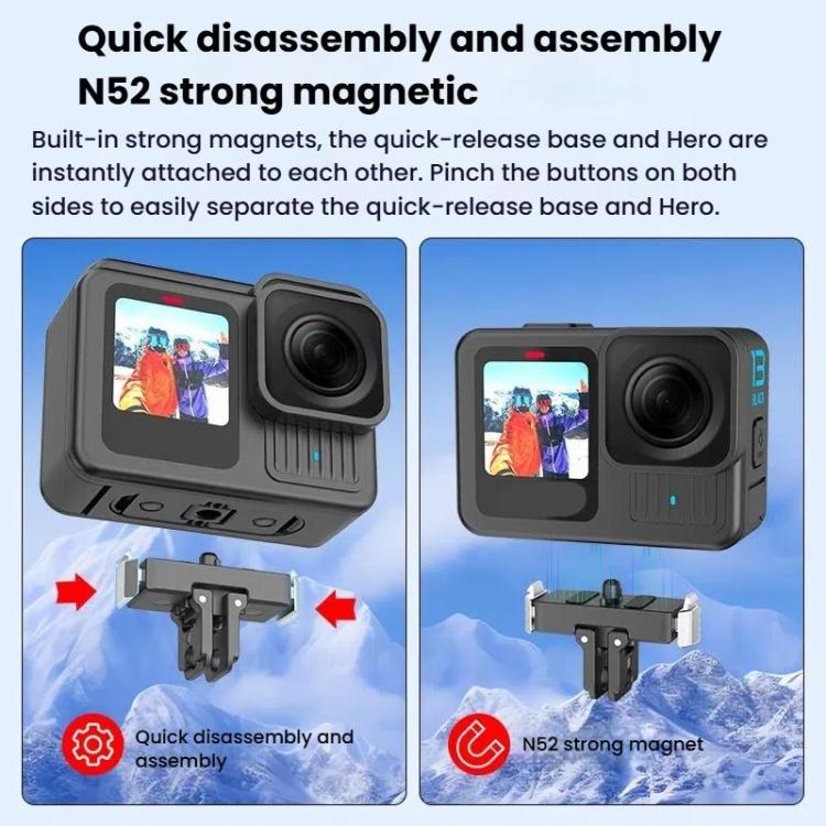 For GoPro HERO13 Black HEPAIL AC67 Magnetic Metal Quick Release Base - free shipping - PMC TechLife - Order now!