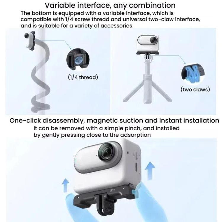 For Insta360 GO 3 / 3S HEPAIL AC-08 Aluminium Alloy Magnetic Quick Release Base - free shipping - PMC TechLife - Order now!