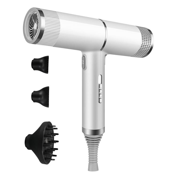 T-Shaped Hair Dryer with Smart Inverter Technology High-Power Blow Dryer for Home & Salon Use UK Plug With 3 Nozzles(White) - free shipping - PMC TechLife - Order now!