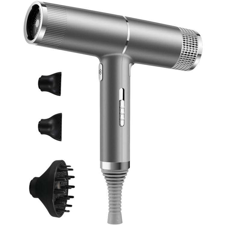 T-Shaped Hair Dryer with Smart Inverter Technology High-Power Blow Dryer for Home & Salon Use UK Plug With 3 Nozzles(Gray) - free shipping - PMC TechLife - Order now!