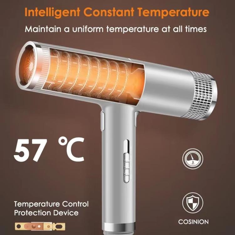 T-Shaped Hair Dryer with Smart Inverter Technology High-Power Blow Dryer for Home & Salon Use US Plug With 3 Nozzles(Gray) - free shipping - PMC TechLife - Order now!
