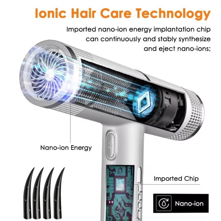 T-Shaped Hair Dryer with Smart Inverter Technology High-Power Blow Dryer for Home & Salon Use US Plug With 3 Nozzles(Gray) - free shipping - PMC TechLife - Order now!