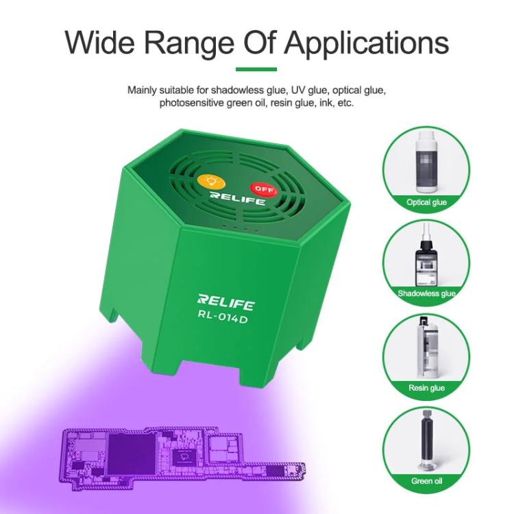 RELIFE RL014D Smart UV Curing Lamp LED Ultraviolet Mobile Phone Repair Shadowless Glue Green Oil Quick-drying Oil Curing Lamp - free shipping - PMC TechLife - Order now!