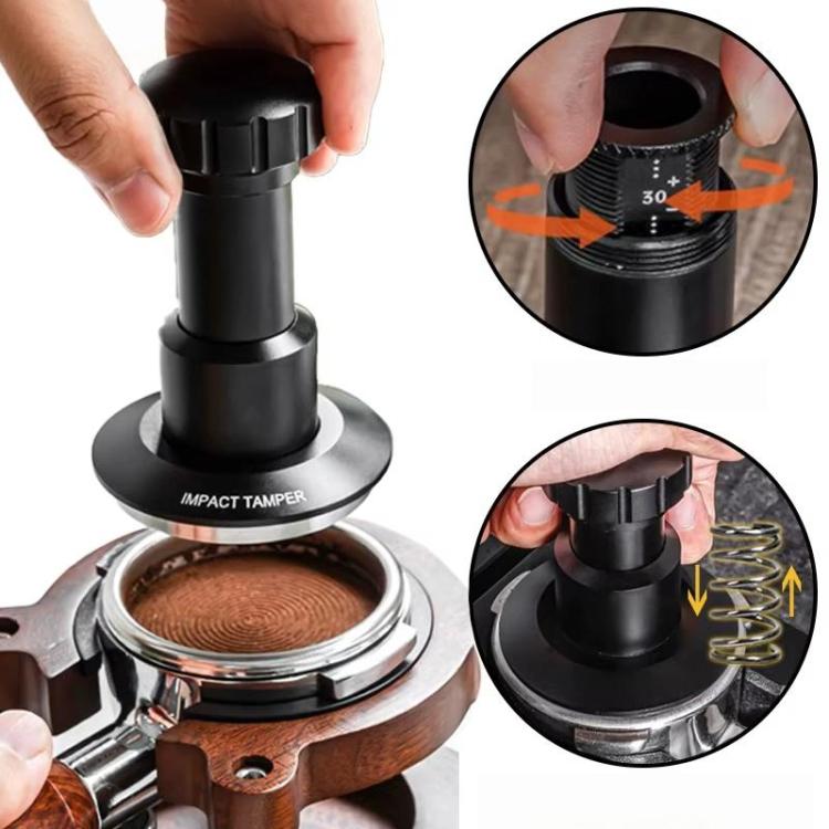 53mm Adjustable Impact Coffee Tamper with Threaded Base Spring-Loaded Espresso Tamper Tool - free shipping - PMC TechLife - Order now!