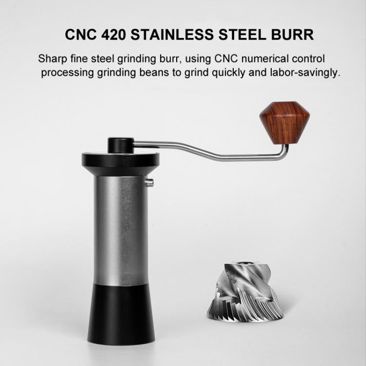 Manual Coffee Grinder with 5-Claw 420 Stainless Steel Burr External Click Adjustable Grind Settings(Silver Black) - free shipping - PMC TechLife - Order now!