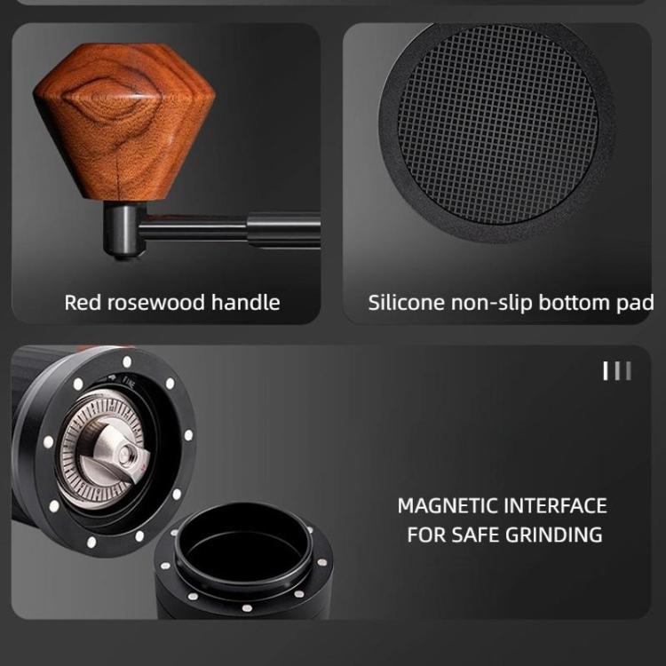 Seven Stars Manual Coffee Grinder CNC Stainless Steel Burr Foldable Hand Crank Mill for Coffee Beans(Black) - free shipping - PMC TechLife - Order now!