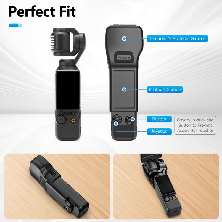 For DJI Osmo Pocket 3 Amazear Protective Case All-in-One Anti-Scratch Cover with Built-in Filter Slot(Black) - free shipping - PMC TechLife - Order now!