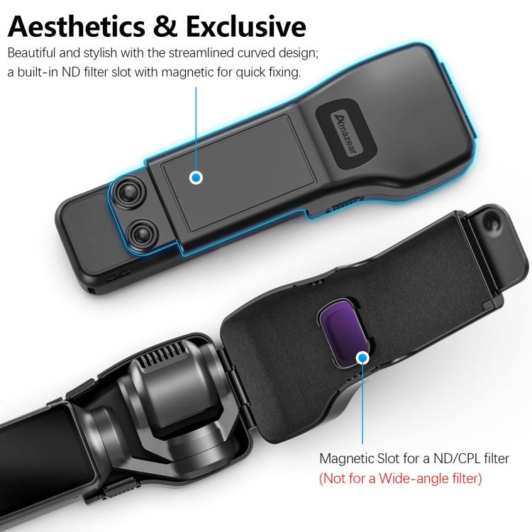 For DJI Osmo Pocket 3 Amazear Protective Case All-in-One Anti-Scratch Cover with Built-in Filter Slot(Black) - free shipping - PMC TechLife - Order now!