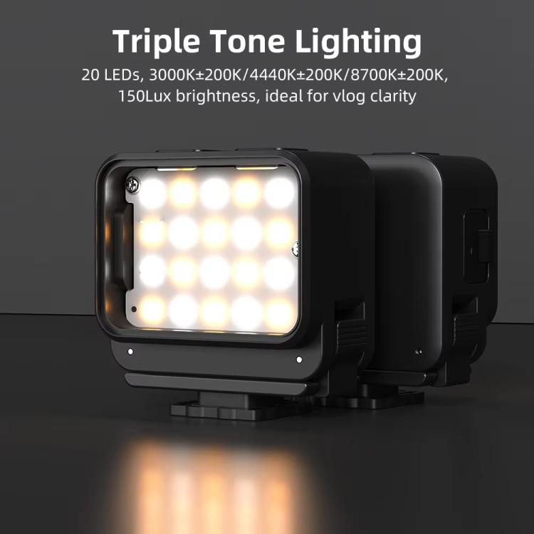 For DJI Action 5 Pro/ Action 4 Flymile 20 LEDs Magnetic Fill Light Rechargeable Video Light 3000K/4440K/8700K Adjustable(Black) - free shipping - PMC TechLife - Order now!