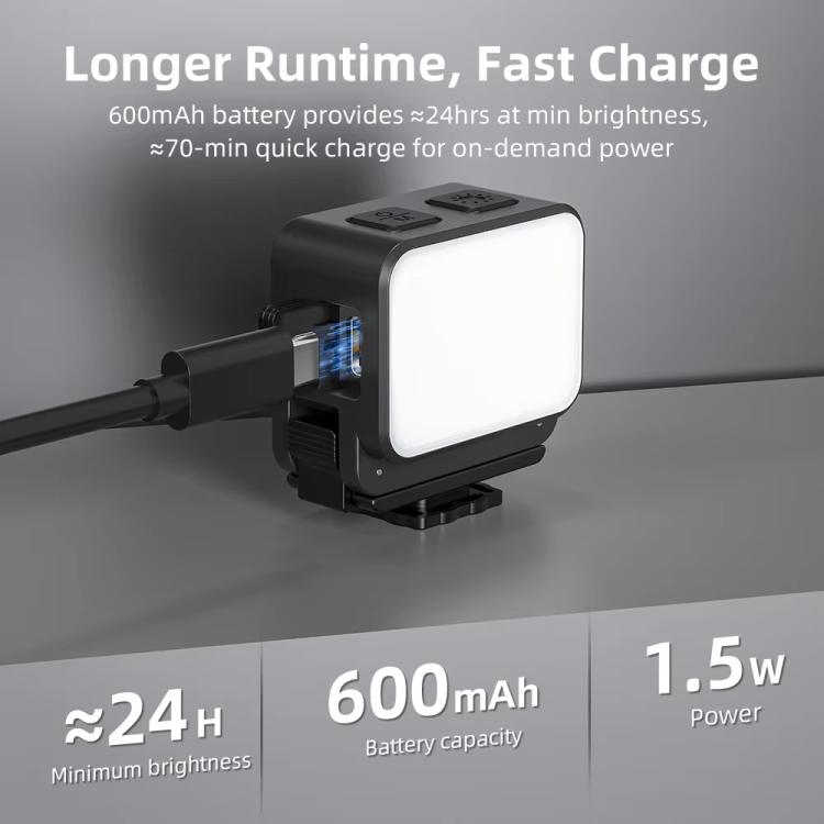 For DJI Action 5 Pro/ Action 4 Flymile 20 LEDs Magnetic Fill Light Rechargeable Video Light 3000K/4440K/8700K Adjustable(Black) - free shipping - PMC TechLife - Order now!