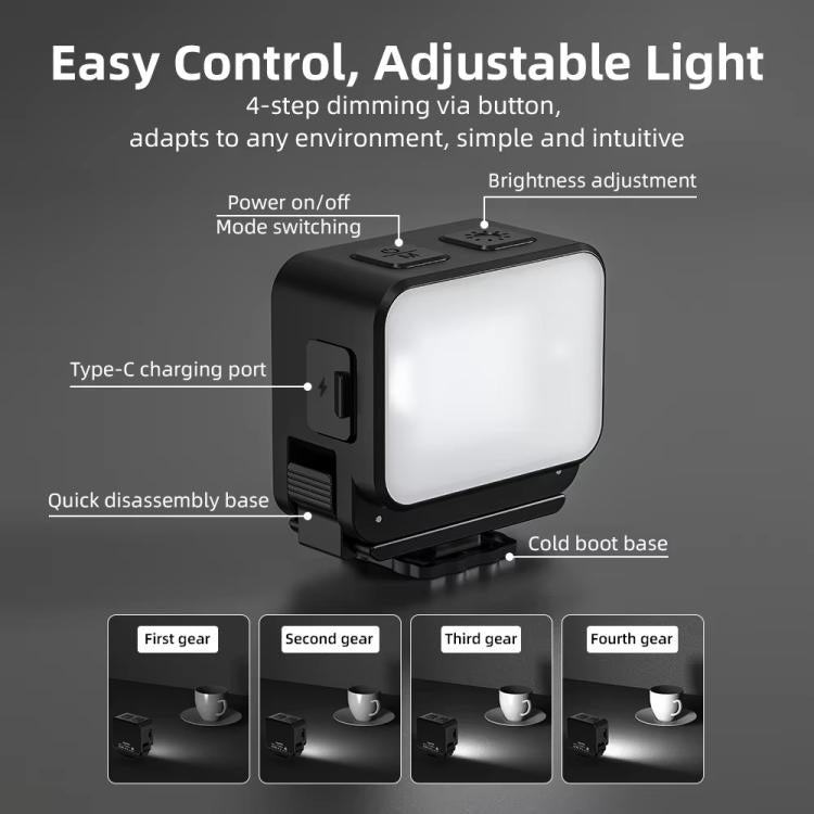 For DJI Action 5 Pro/ Action 4 Flymile 20 LEDs Magnetic Fill Light Rechargeable Video Light 3000K/4440K/8700K Adjustable(Black) - free shipping - PMC TechLife - Order now!