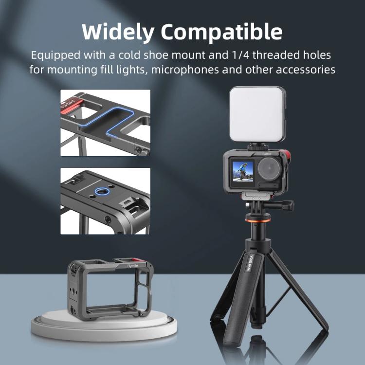 For DJI Action 5 Pro/Action 4/Action 3 Flymile Aluminum Alloy Camera Cage Protective Metal Frame(Metal Color) - free shipping - PMC TechLife - Order now!