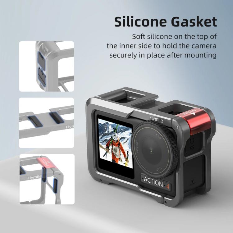 For DJI Action 5 Pro/Action 4/Action 3 Flymile Aluminum Alloy Camera Cage Protective Metal Frame(Metal Color) - free shipping - PMC TechLife - Order now!