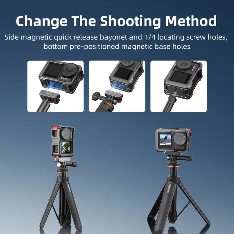 For DJI Action 5 Pro/Action 4/Action 3 Flymile Aluminum Alloy Camera Cage Protective Metal Frame(Metal Color) - free shipping - PMC TechLife - Order now!