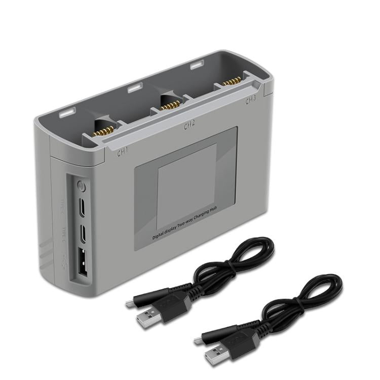 For DJI Mini 2 SE/Mini 2/Mini 4K YX 3-way Battery Charging Hub With Color Screen(Gray) - free shipping - PMC TechLife - Order now!