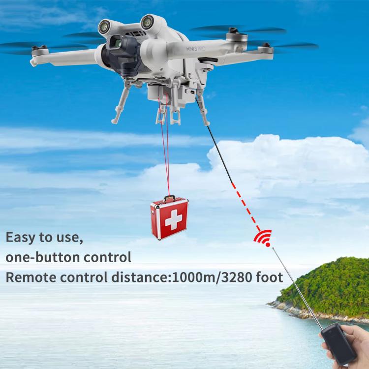 For DJI Mini 3 Pro / Mini 3 Drone YX Airdrop System Rechargeable Thrower Load 200g(Light Gray) - free shipping - PMC TechLife - Order now!