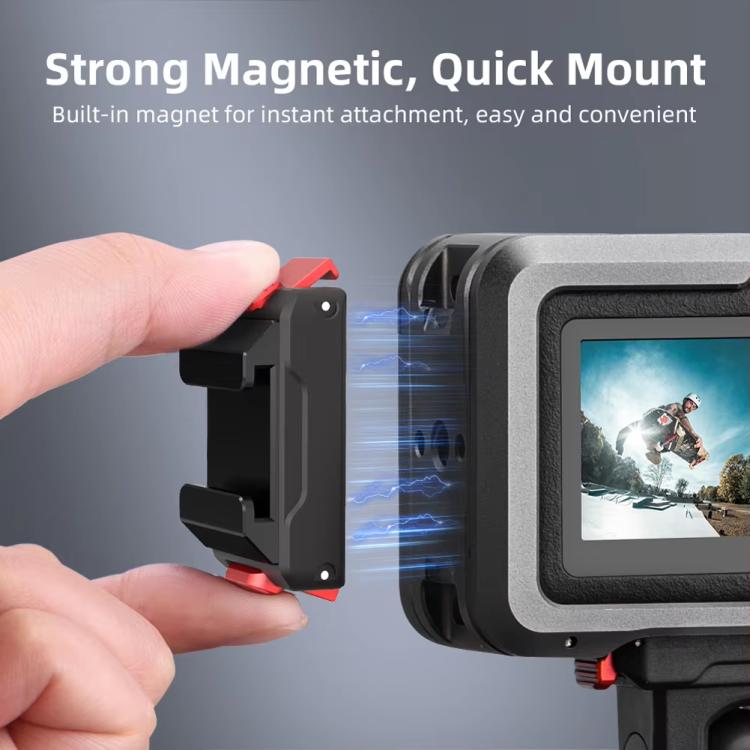 For DJI Osmo Action 5 Pro/Action 4/Action 3 Magnetic Quick Release Adapter with Cold Shoe Mount Base(Black) - free shipping - PMC TechLife - Order now!