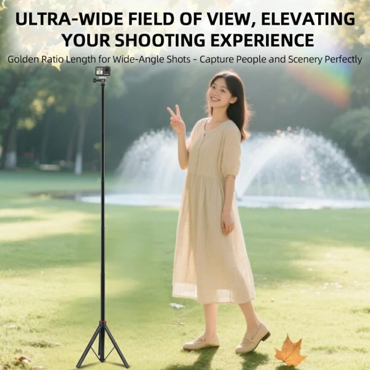 Flymile 1.6m Extendable Selfie Stick Tripod For Action Cameras One-Button Quick Setup Monopod With Wide-Angle View - free shipping - PMC TechLife - Order now!