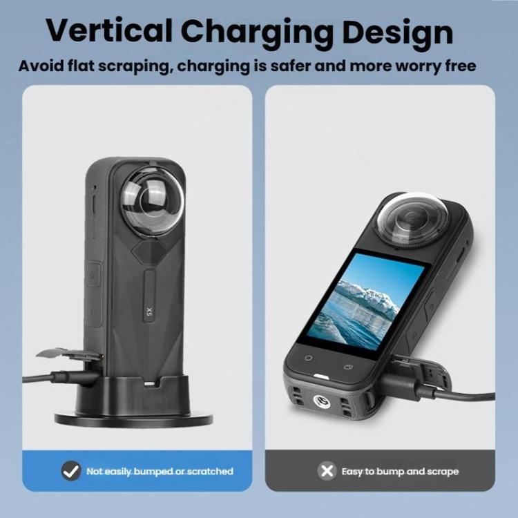 For Insta360 X5  Flymile Anti-Slip Base Plastic Desktop Stand Stable Camera Holder(Black) - free shipping - PMC TechLife - Order now!